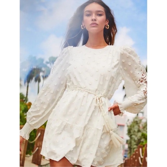 Cami NYC Carolina Floral Applique White Long Sleeve Mini Dress Size Small - Picture 16 of 16